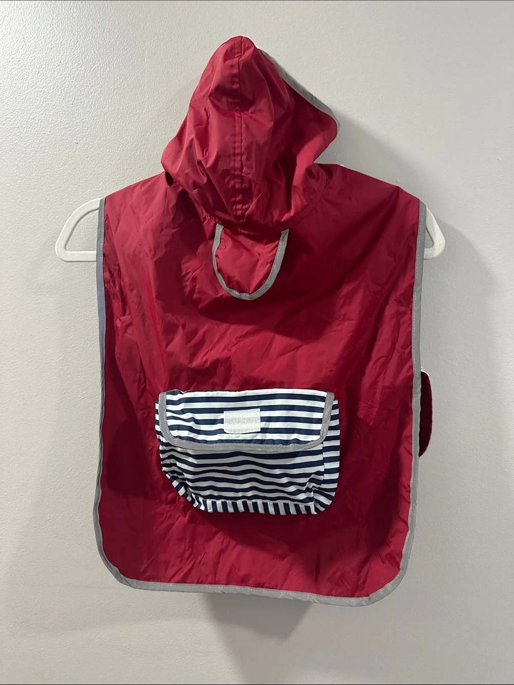 Reversible Hooded Dog Rain Poncho with Striped Pocket